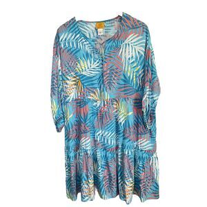Ruby Rd. Womens Blue Floral‎ 3/4 Sleeve Knee Length Shift Dress Size Large
